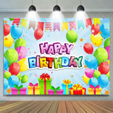 Lofaris Colorful Balloon And Gift With Flags Birthday Backdrop