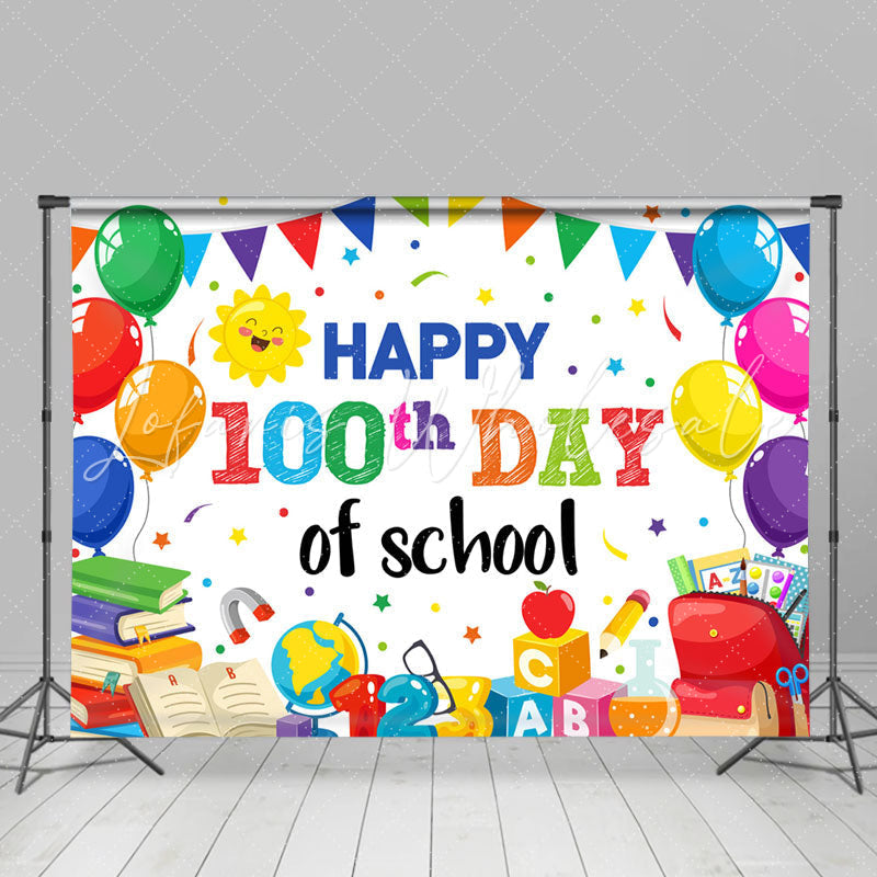 Lofaris Colorful Balloons Flags Back To School Backdrop