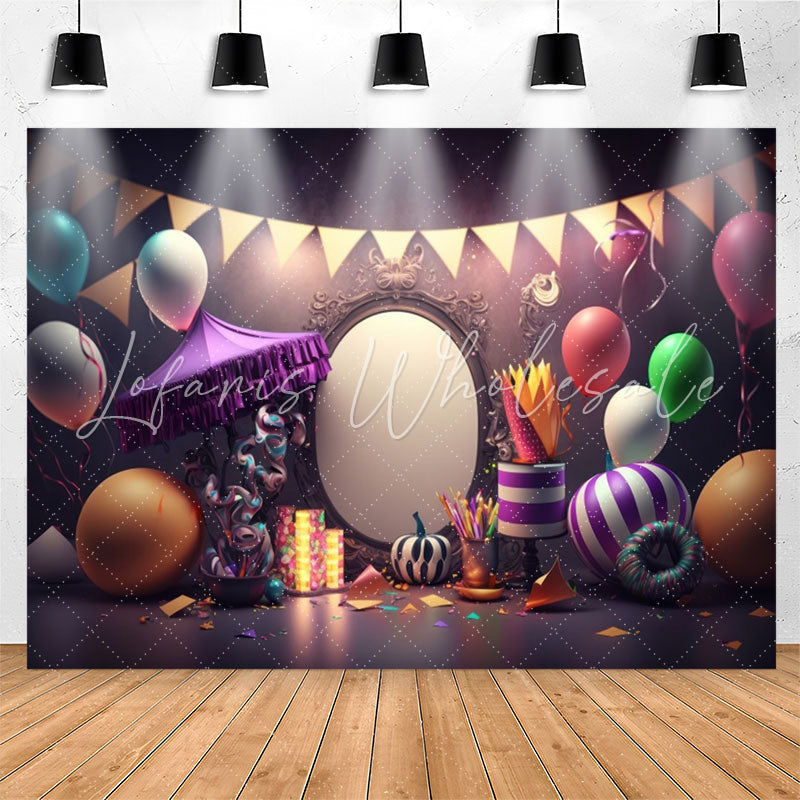 Lofaris Colorful Balloons Flags Confetti Birthday Backdrop