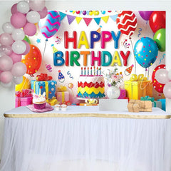Colorful Balloons Gifts Happy Birthday Backdrop For Boys Girls