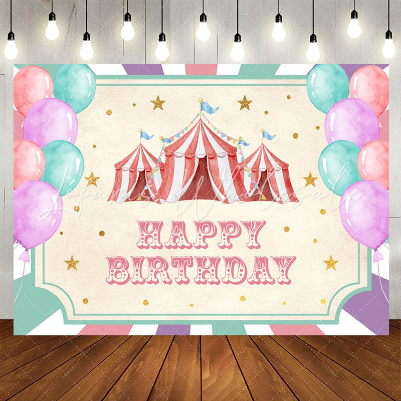 Lofaris Colorful Balloons Tents Girl Happy Birthday Backdrop