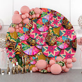 Lofaris Colorful Basket Pattern Circle Holiday Backdrop