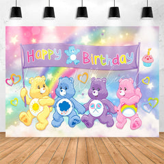 Lofaris Colorful Bears Bokeh Rainbow Cloud Birthday Backdrop