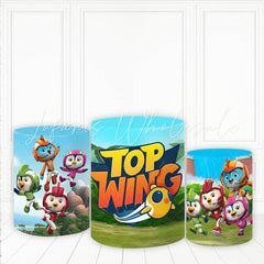 Lofaris Colorful Bird Pilot Cartoon Cake Table Cover Blue Sky Plinth