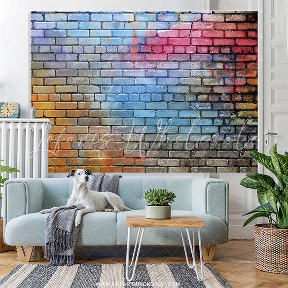 Lofaris Colorful Brick Wall Hip Hop Birthday Party Backdrop