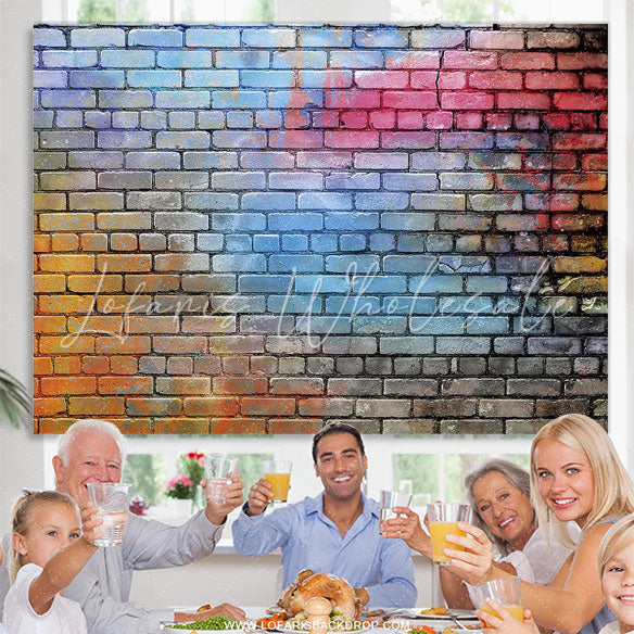 Lofaris Colorful Brick Wall Hip Hop Birthday Party Backdrop