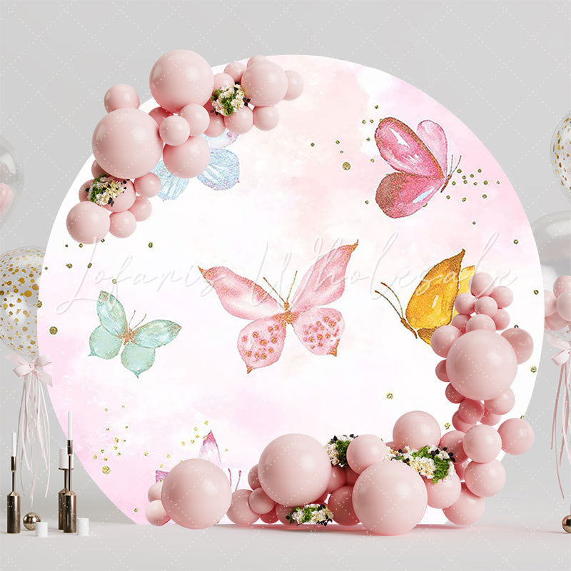 Colorful Butterflies Round Backdrop for Bright Party