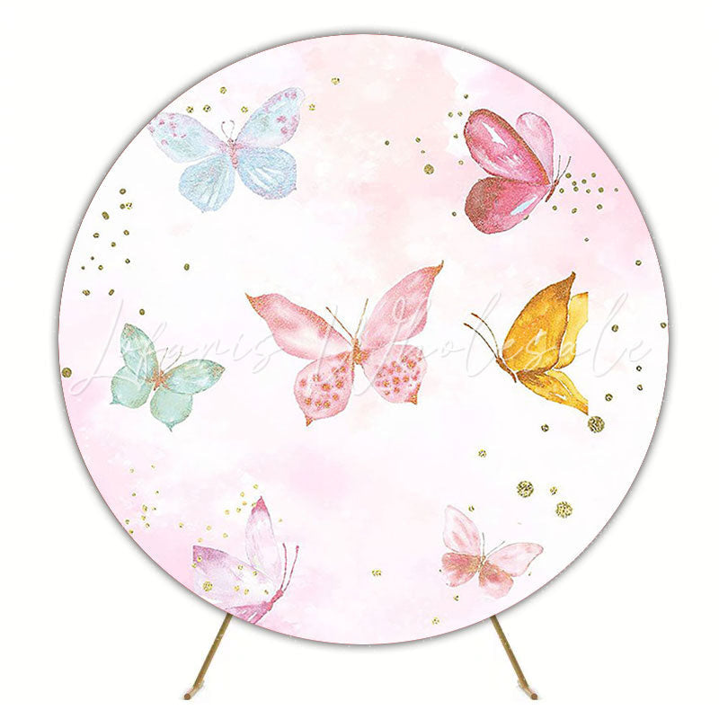 Colorful Butterflies Round Backdrop for Bright Party