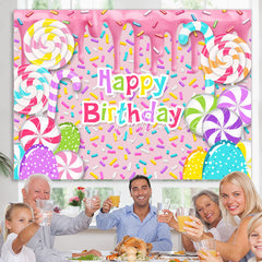 Lofaris Colorful Candy Land Dessert Happy Birthday Backdrop