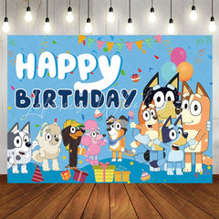 Lofaris Colorful Cartoon Dogs Blue Birthday Backdrop For Boys