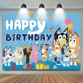 Lofaris Colorful Cartoon Dogs Blue Birthday Backdrop For Boys