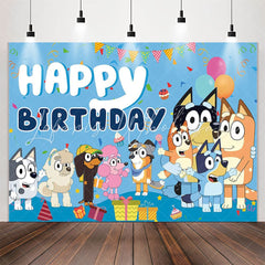 Lofaris Colorful Cartoon Dogs Blue Birthday Backdrop For Boys
