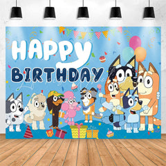 Lofaris Colorful Cartoon Dogs Blue Birthday Backdrop For Boys