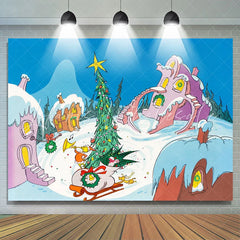Lofaris Colorful Cartoon Holiday Xmas Whoville Backdrop