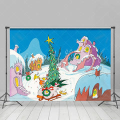 Lofaris Colorful Cartoon Holiday Xmas Whoville Backdrop