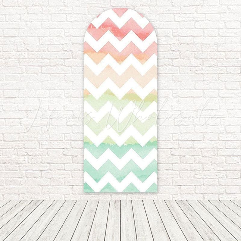 Colorful Chevron Bold Stripe Pattern Arch Backdrop For Vibrant Party