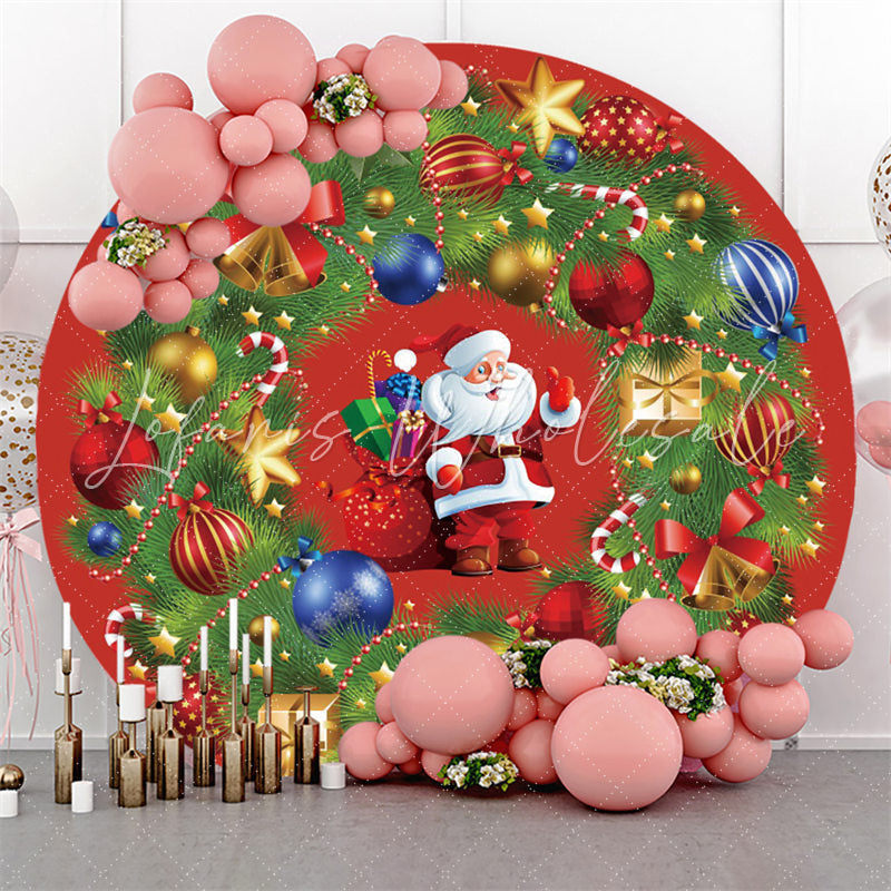 Lofaris Colorful Christmas Balls Round Red Day Backdrop