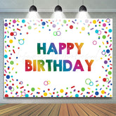 Lofaris Colorful Circle And Line Happy Birthday Party Backdrop