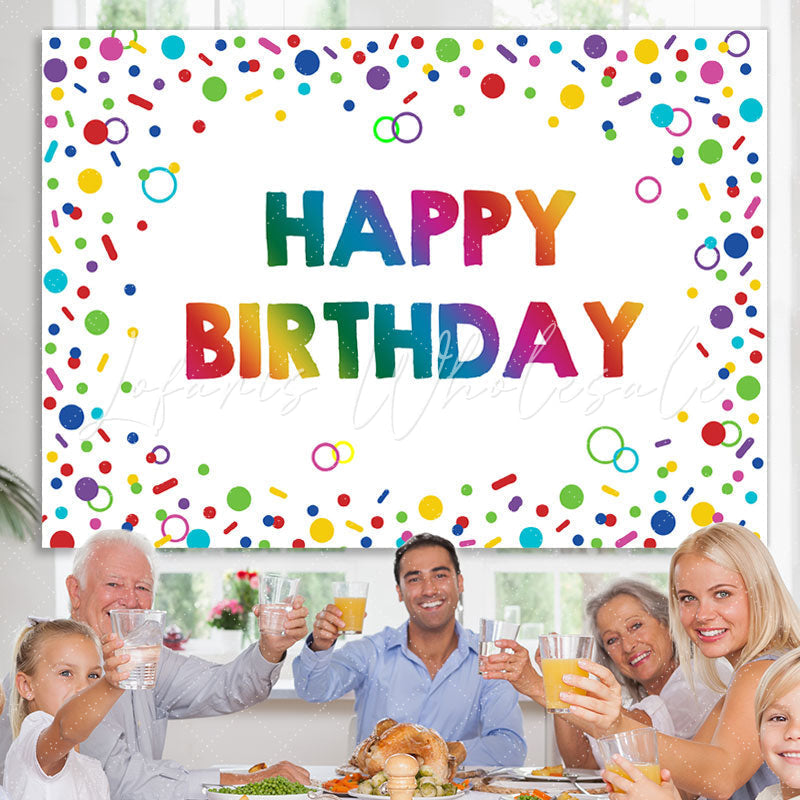 Lofaris Colorful Circle And Line Happy Birthday Party Backdrop