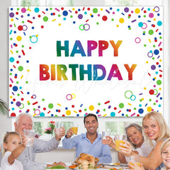 Lofaris Colorful Circle And Line Happy Birthday Party Backdrop