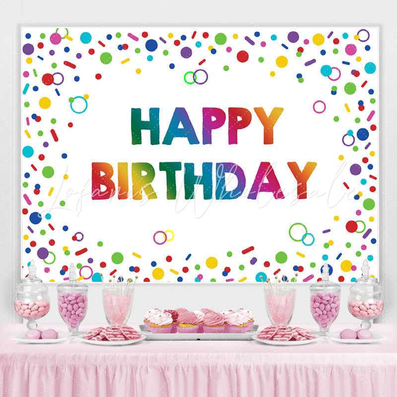Lofaris Colorful Circle And Line Happy Birthday Party Backdrop