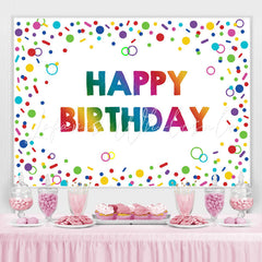 Lofaris Colorful Circle And Line Happy Birthday Party Backdrop