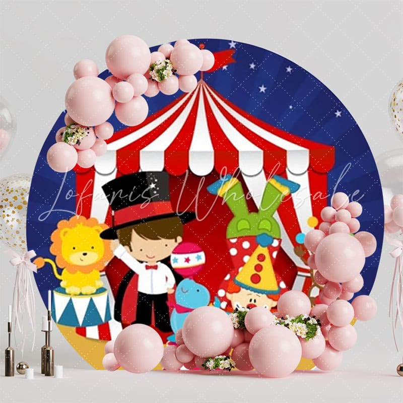 Colorful Circus Carnival Round Backdrop For Birthday Party