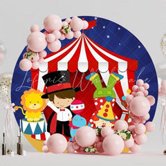 Colorful Circus Carnival Round Backdrop For Birthday Party