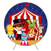 Colorful Circus Carnival Round Backdrop For Birthday Party