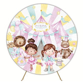 Colorful Circus Carnival Round Backdrop For Fun Birthday Party