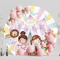 Colorful Circus Carnival Round Backdrop For Fun Birthday Party
