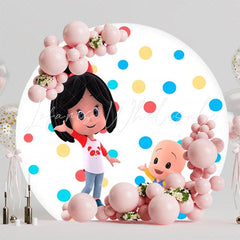 Colorful Cleo And Cuquin Birthday Party Round Backdrop For Kids