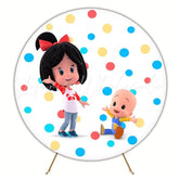 Colorful Cleo And Cuquin Birthday Party Round Backdrop For Kids