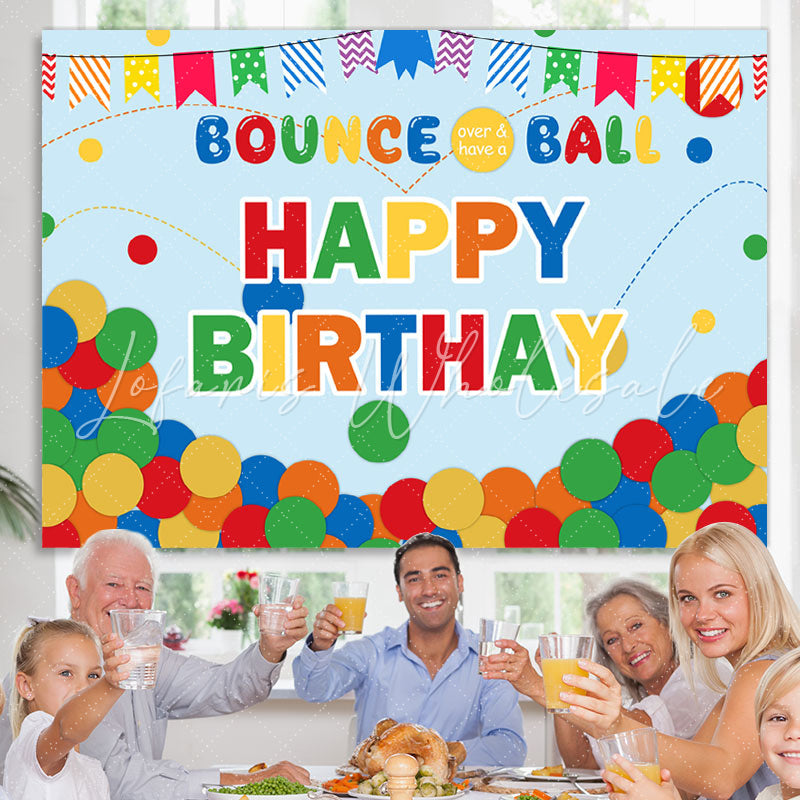 Lofaris Colorful Cute Dots And Flags Happy Birthday Backdrop