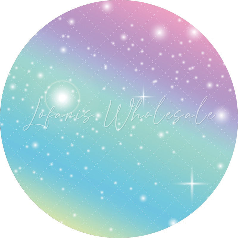Lofaris Colorful Deram Glitter Round Happy Birthday Backdrop