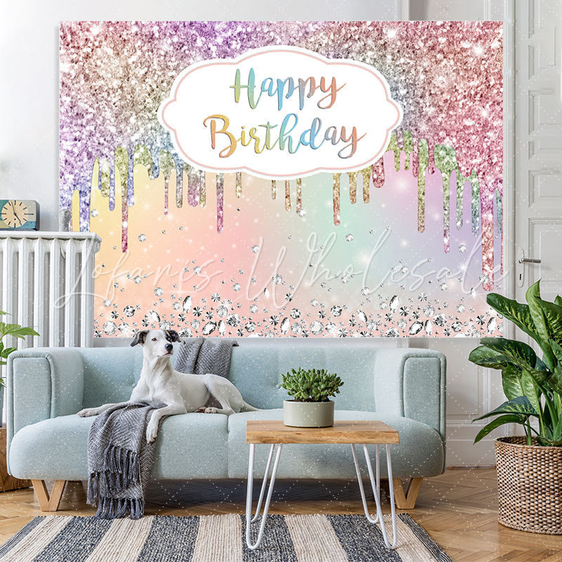Lofaris Colorful Diamonds Glitter Bokeh Backdrop For Birthday