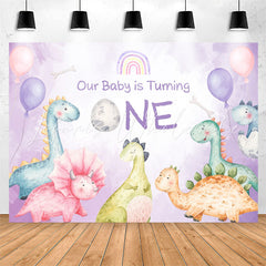 Lofaris Colorful Dinosaur Balloon 1st Birthday Backdrop