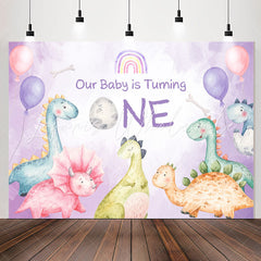 Lofaris Colorful Dinosaur Balloon 1st Birthday Backdrop