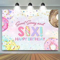 Lofaris Colorful Donut Sweet Sassy And Six Birthday Backdrop