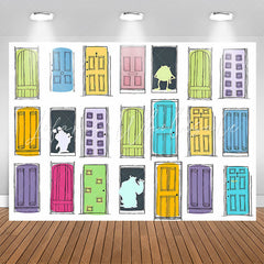 Colorful Doors Cartoon Birthday Backdrop For Boy