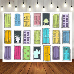 Lofaris Colorful Doors Cartoon Birthday Backdrop For Boy