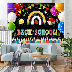 Lofaris Colorful Flags And Balloons Back To School Backdrop