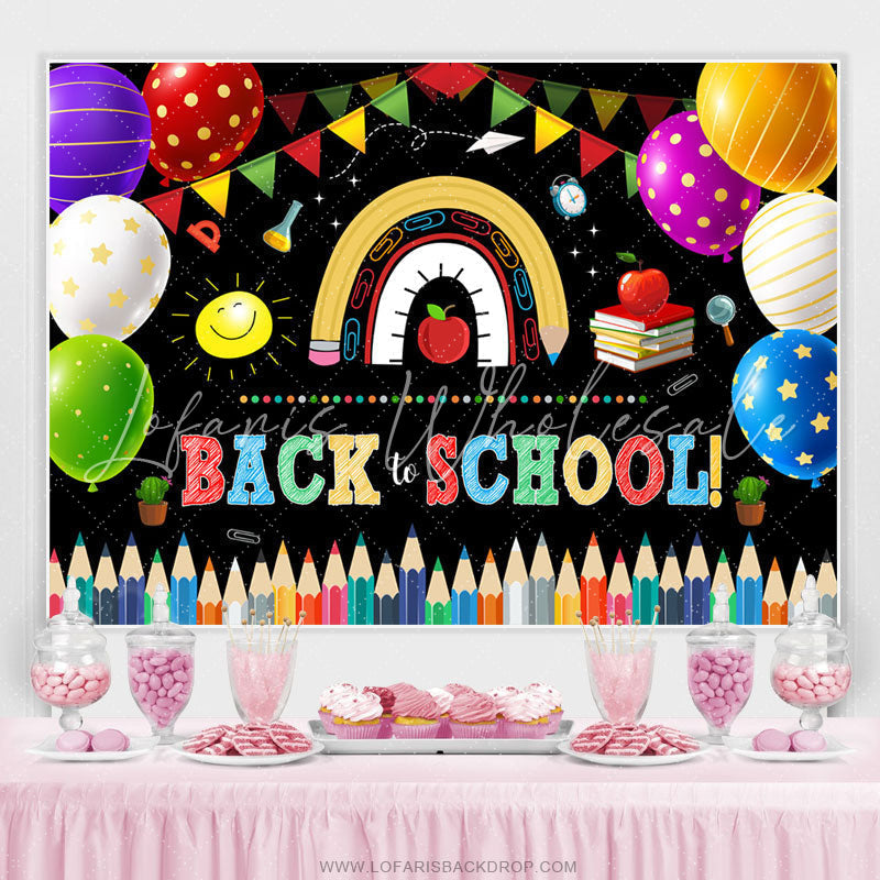Lofaris Colorful Flags And Balloons Back To School Backdrop