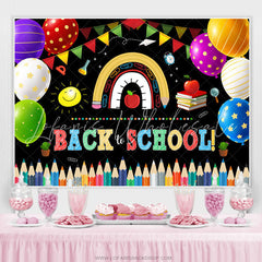 Lofaris Colorful Flags And Balloons Back To School Backdrop