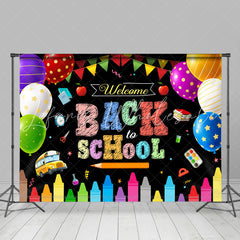 Lofaris Colorful Flags And Balloons Welcome Back To School Backdrop