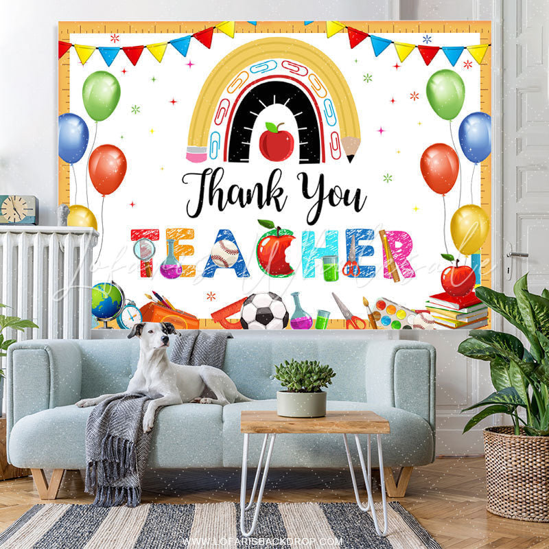 Lofaris Colorful Flags Thank You Teacher Back To School Backdrop