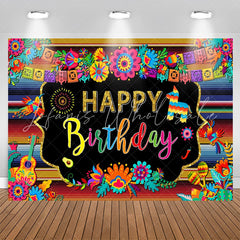 Lofaris Colorful Floral Mexican Fiesta Birthday Backdrop