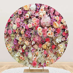 Lofaris Colorful Floral Romantic Wall Round Wedding Backdrop