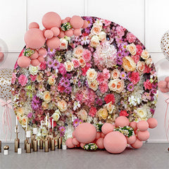 Lofaris Colorful Floral Romantic Wall Round Wedding Backdrop