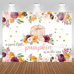 Lofaris Colorful Floral Sweet Pumpkin Baby Shower Backdrop
